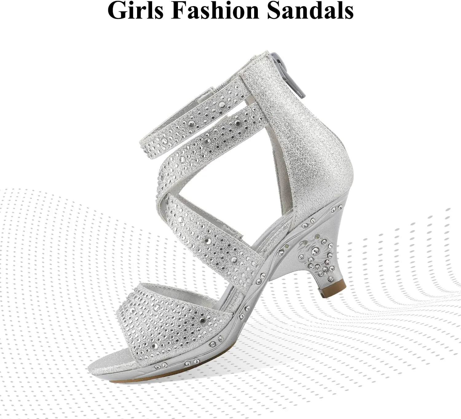 DREAM PAIRS Girls Sandals Low Heel Dress Pump Sandals