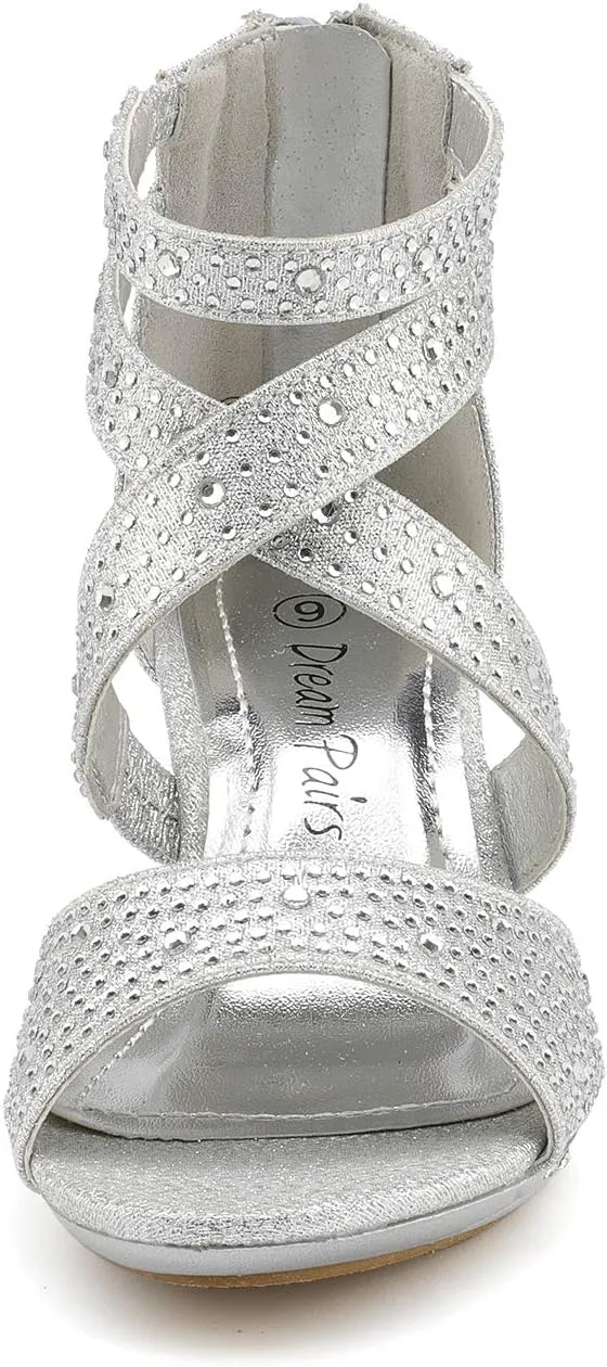 DREAM PAIRS Girls Sandals Low Heel Dress Pump Sandals
