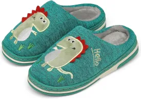 INMINPIN Boys Girls Cozy House Slippers Warm Plush Winter Cotton Slipper Kids Cute Dinosaur Indoor Shoes Non-Slip