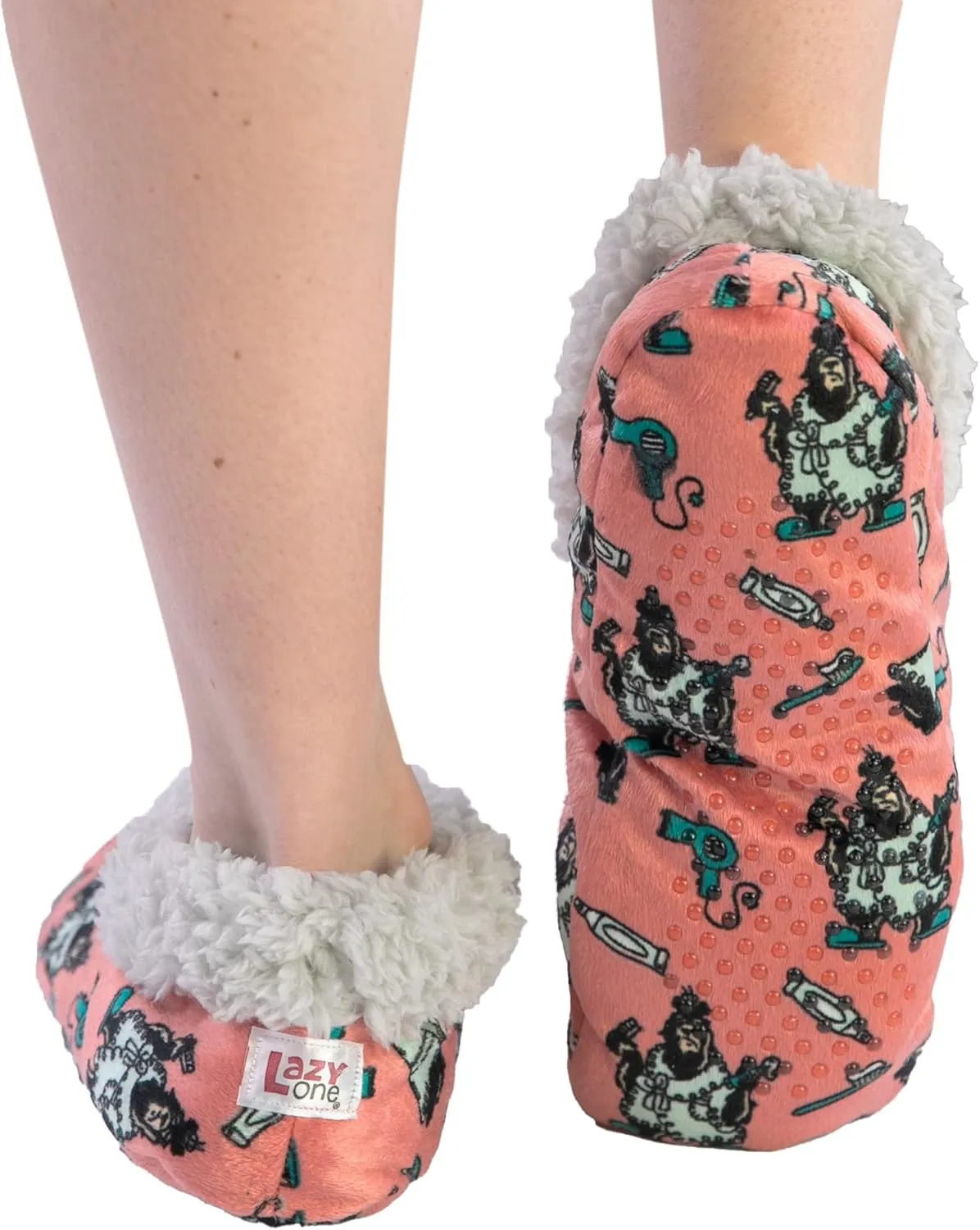 Lazy One Fuzzy Feet Slipper Socks for Women, Cute Fleece-Lined House Slippers, Non-Skid Slipper Socks