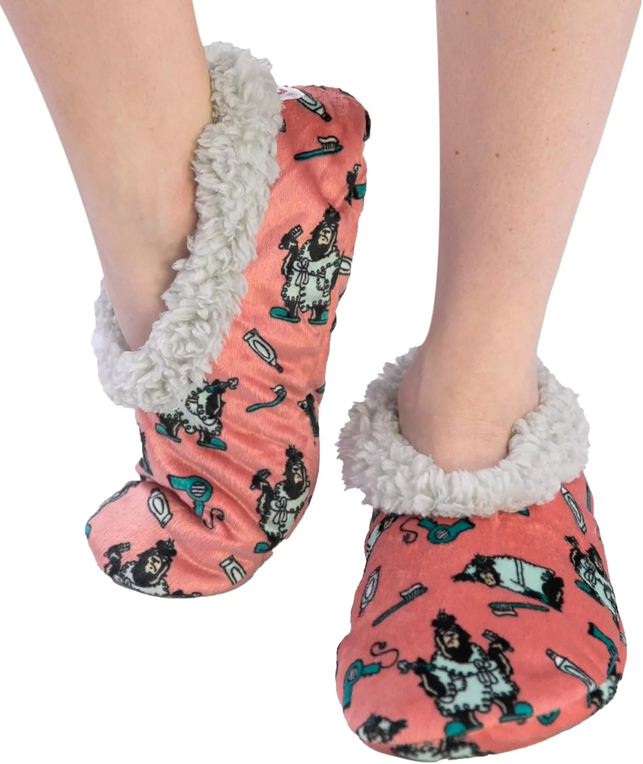 Lazy One Fuzzy Feet Slipper Socks for Women, Cute Fleece-Lined House Slippers, Non-Skid Slipper Socks