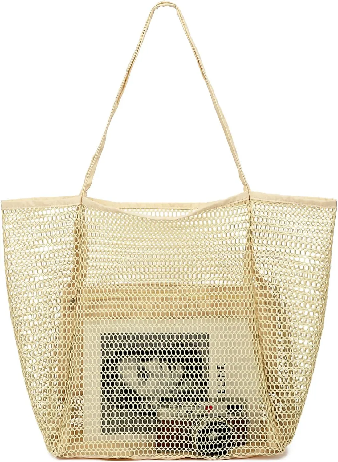 Mesh Beach Bag, Casual Womens Shoulder Handbag, Large Sandproof Beach Tote Bag for Pool/Travel/Vacation Essentials