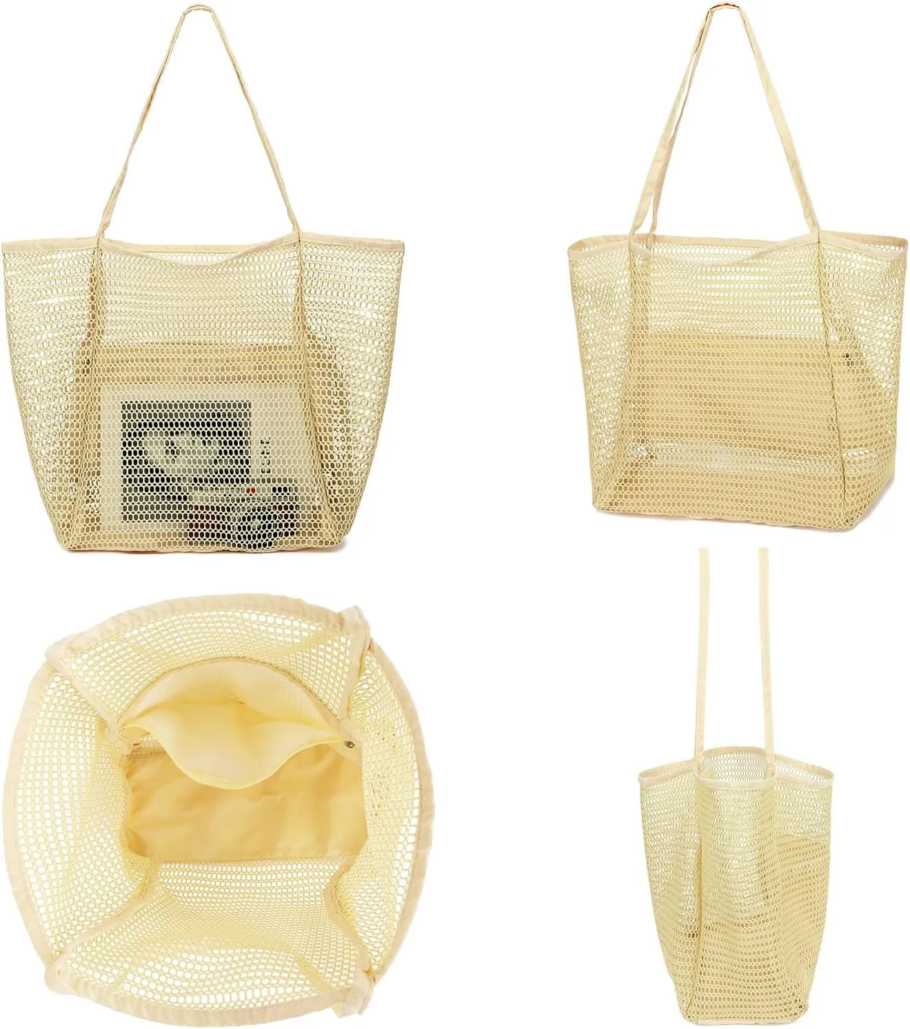 Mesh Beach Bag, Casual Womens Shoulder Handbag, Large Sandproof Beach Tote Bag for Pool/Travel/Vacation Essentials