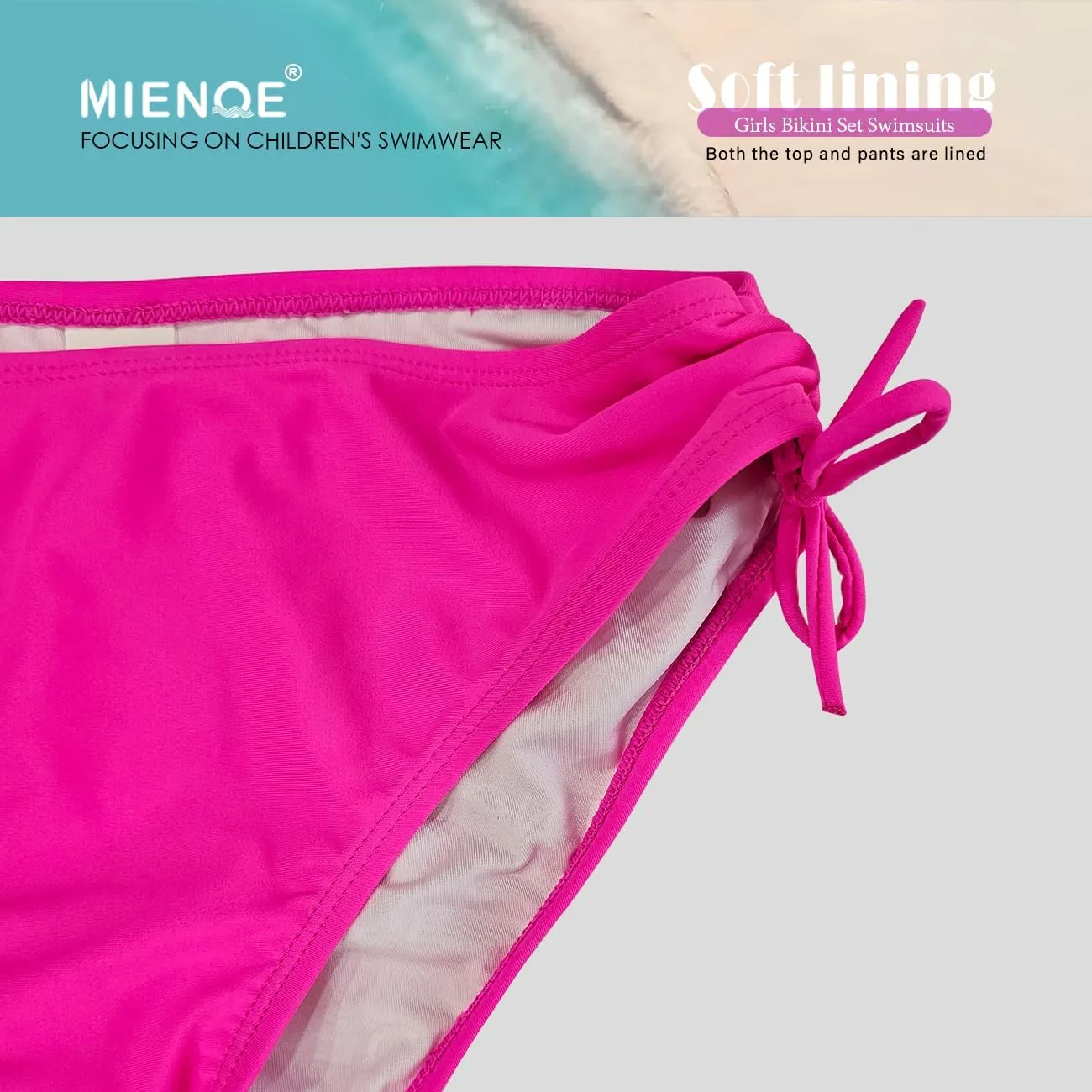MIENOE Teen Girls' Swimsuits Two-Piece V-Neck Bikini Adjustable Shoulder Straps Swimsuit Kids Bikini with Chest Pad