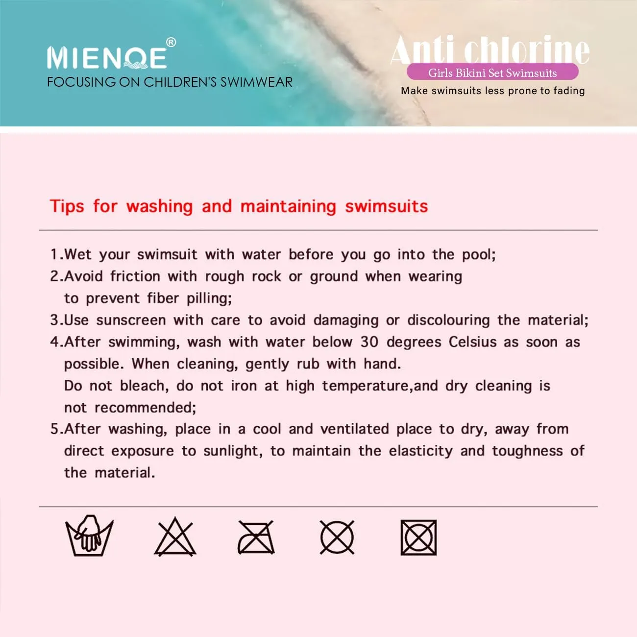 MIENOE Teen Girls' Swimsuits Two-Piece V-Neck Bikini Adjustable Shoulder Straps Swimsuit Kids Bikini with Chest Pad