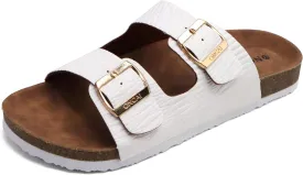 ONCAI Mens Sandals,Beach Slides Cork Footbed Slippers with Adjustable Buckle Straps Size 7-13