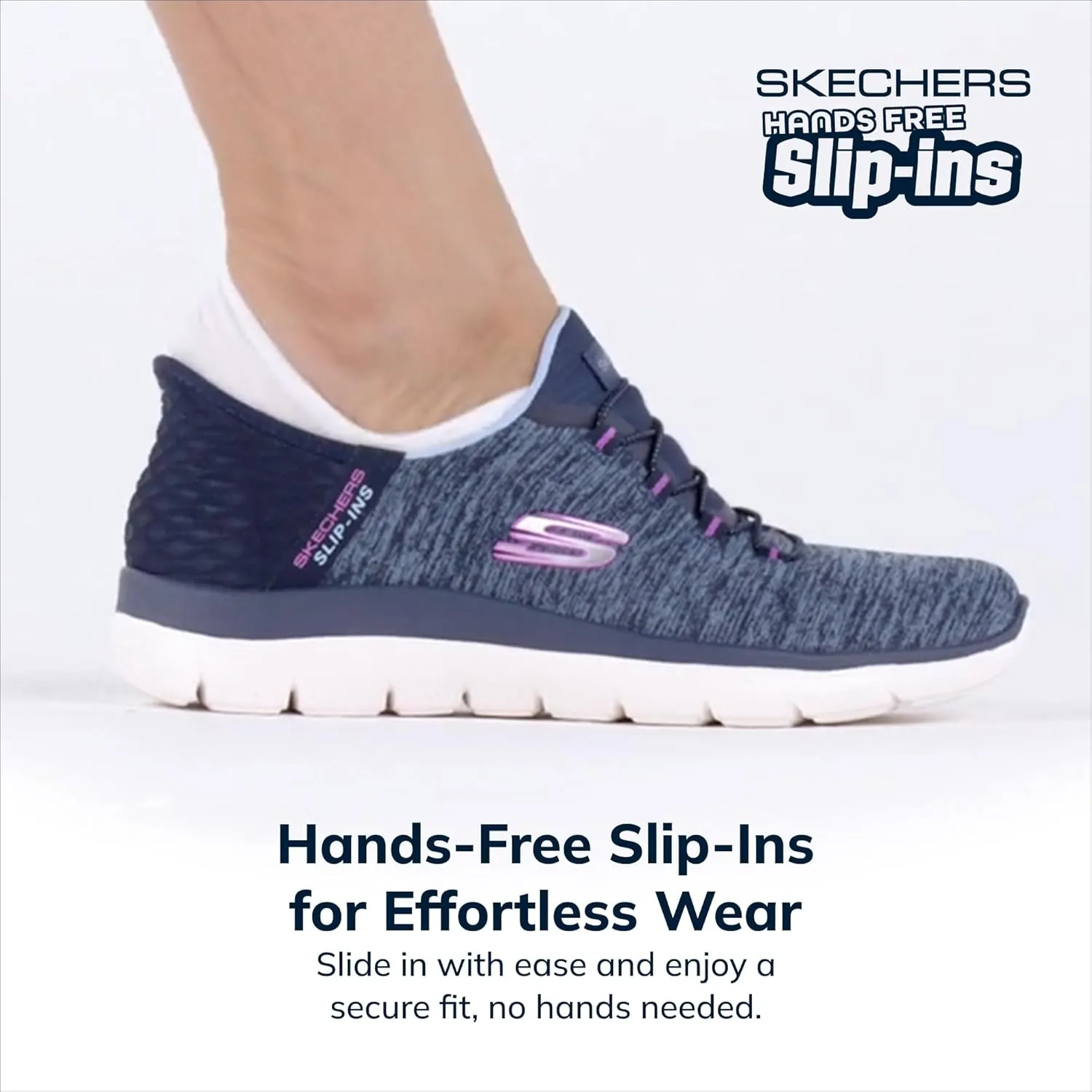 Skechers Women's Summits Hands-Free Slip-Ins  Memory Foam Insole, Heel Pillow, Vegan Materials Sneakers