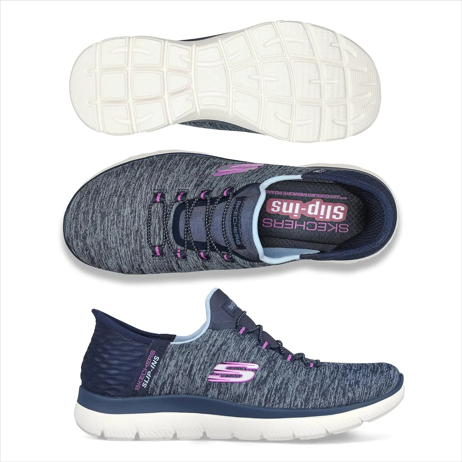 Skechers Women's Summits Hands-Free Slip-Ins  Memory Foam Insole, Heel Pillow, Vegan Materials Sneakers
