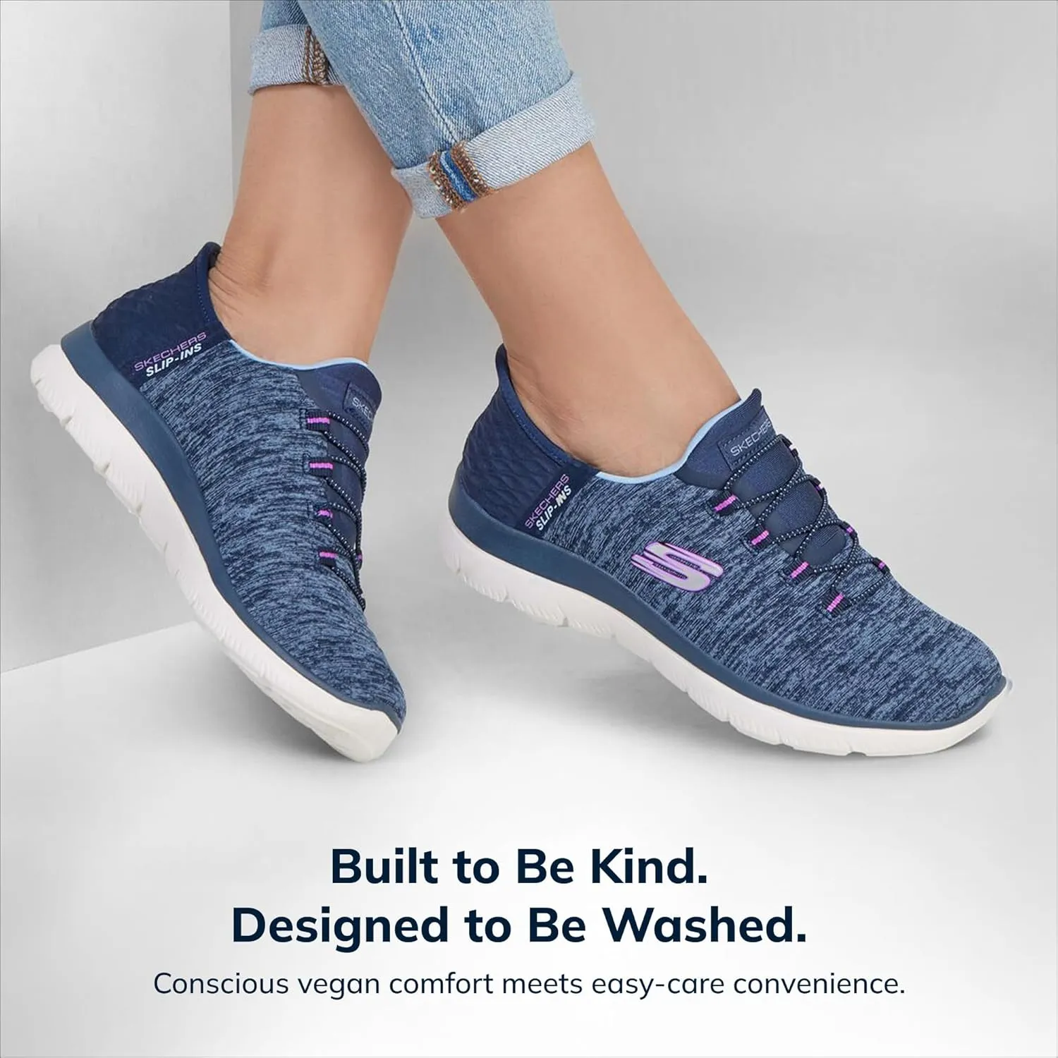 Skechers Women's Summits Hands-Free Slip-Ins  Memory Foam Insole, Heel Pillow, Vegan Materials Sneakers