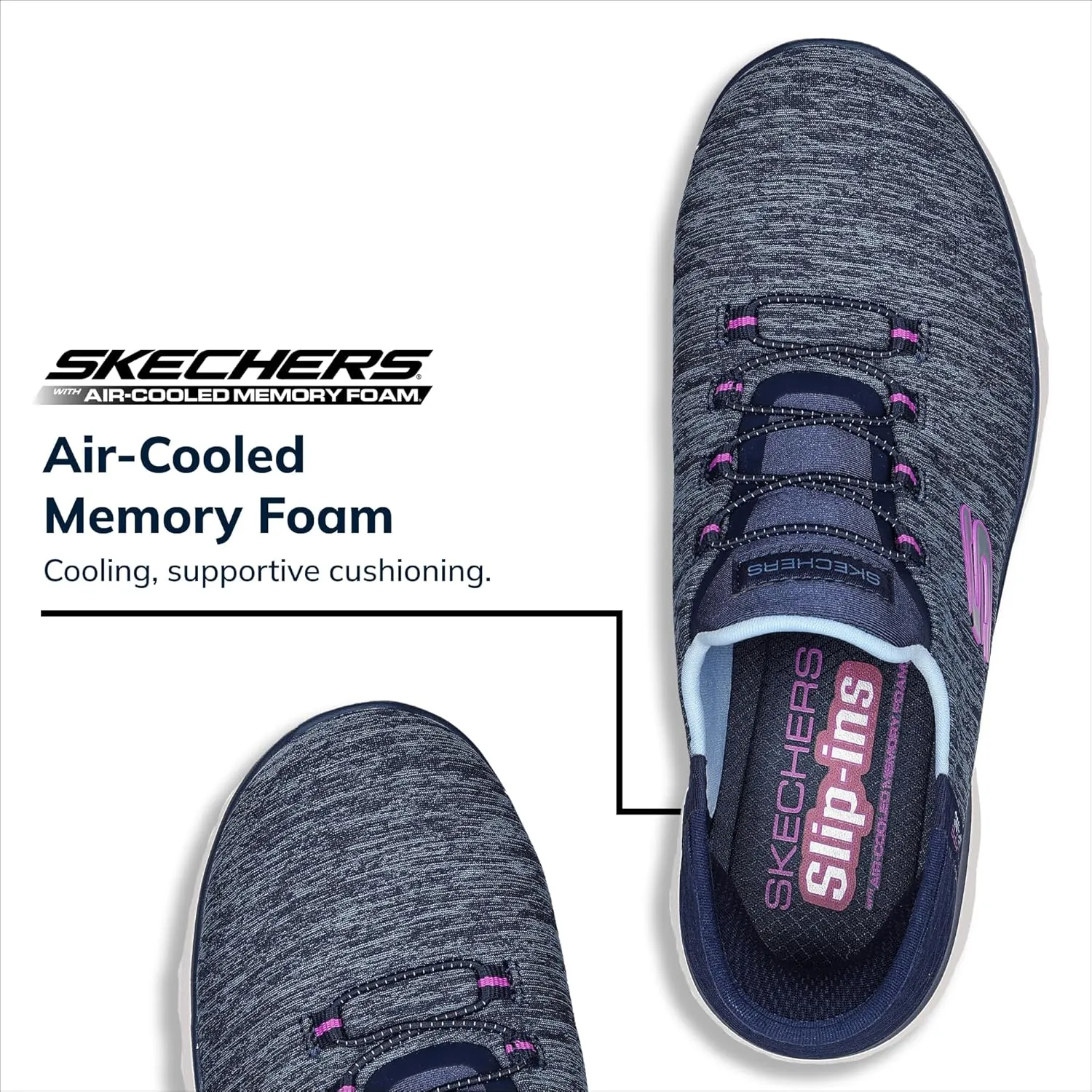 Skechers Women's Summits Hands-Free Slip-Ins  Memory Foam Insole, Heel Pillow, Vegan Materials Sneakers