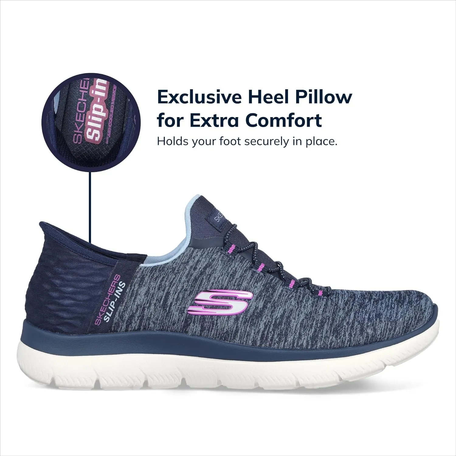 Skechers Women's Summits Hands-Free Slip-Ins  Memory Foam Insole, Heel Pillow, Vegan Materials Sneakers